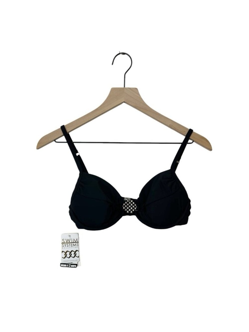 Swim Systems Underwire Bikini Top Onyx Black Size S Small Padded